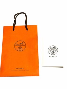 Hermès Orange Paper Shopping Bag Small Luxury Gift Bag w/ Receipt Envelope